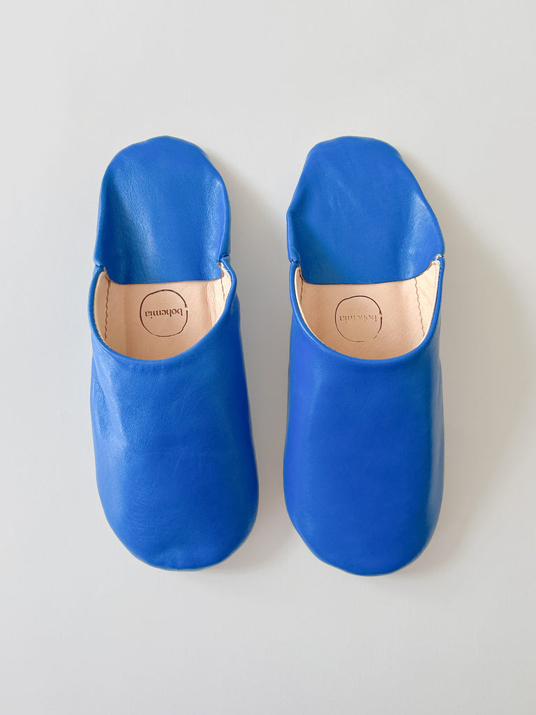 Men's Leather Babouche Slippers in Majorelle Blue by Bohemia Design