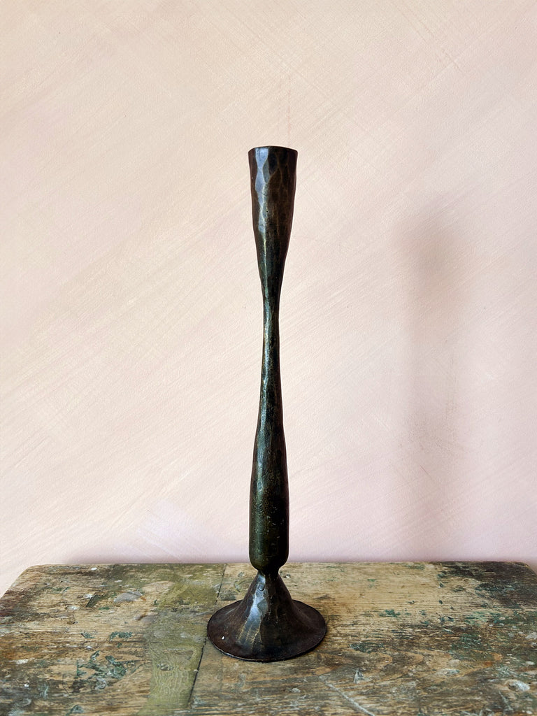 Shelley, traditional artisanal candle holder in antique iron finish, large | BohemiaDesign 