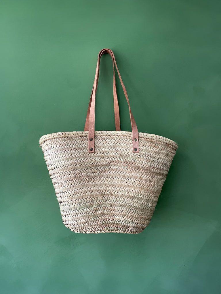 Valencia Shopper Basket Bag with long shoulder straps in natural leather | BohemiaDesign