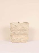 Large rectangular wall basket with small leather loop for hanging