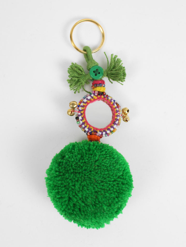 Pom Pom Mirror Keyrings, Green - Bohemia Design