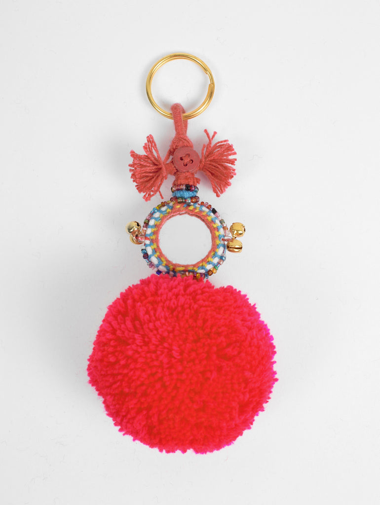 Pom Pom Mirror Keyrings, Red - Bohemia Design