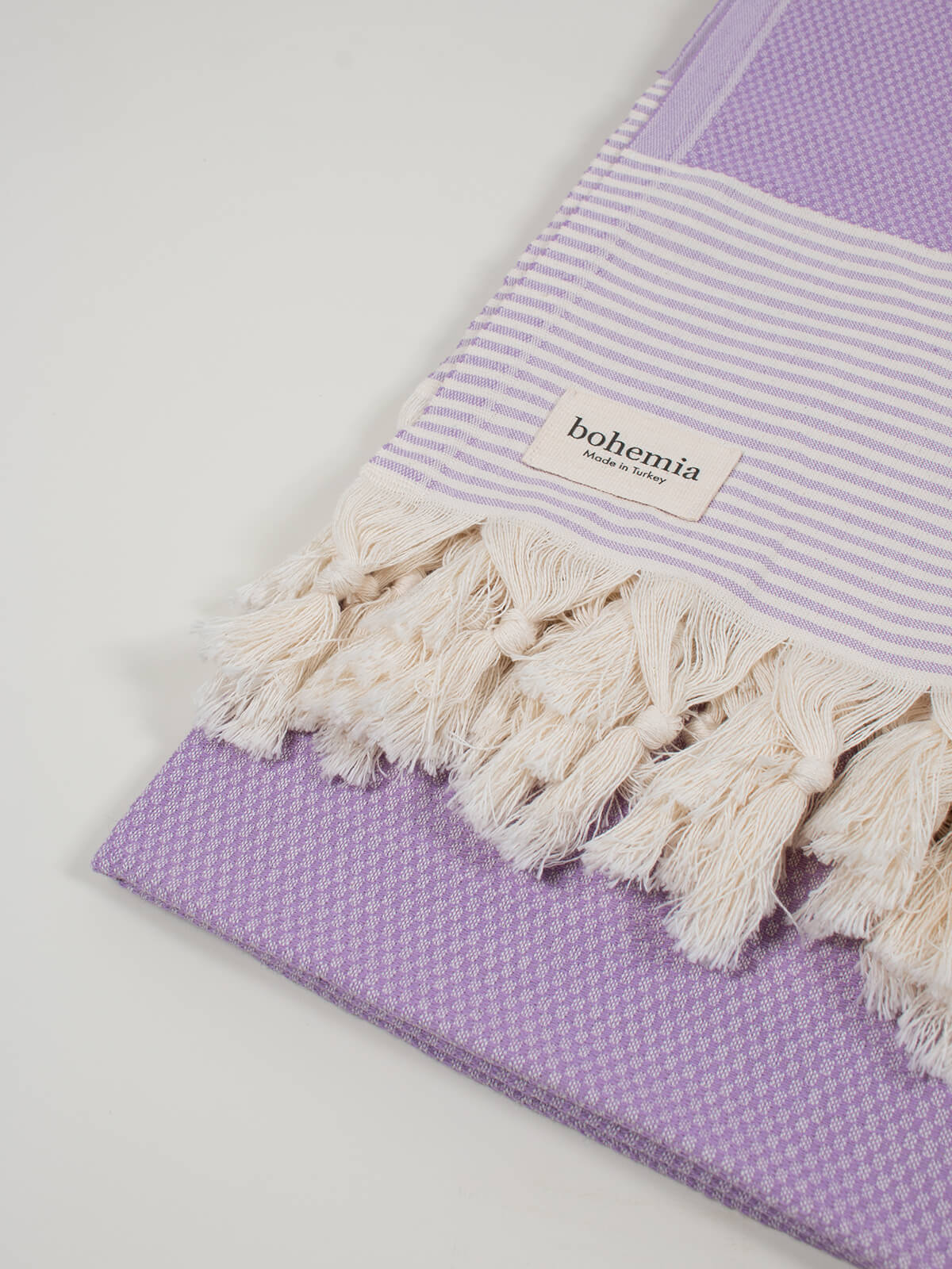 Striped Amalfi Hammam Towel in lilac stripe by Bohemia Design